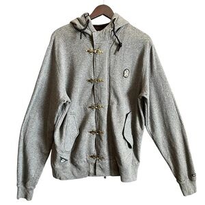 10.Deep Men’s Gray Metal Toggle Hoodie Jacket Size Large